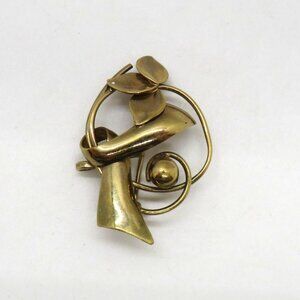 Floral Tree Design‎ 1" Brooch Marked 20 12kt Vintage Pin Swirls Ball